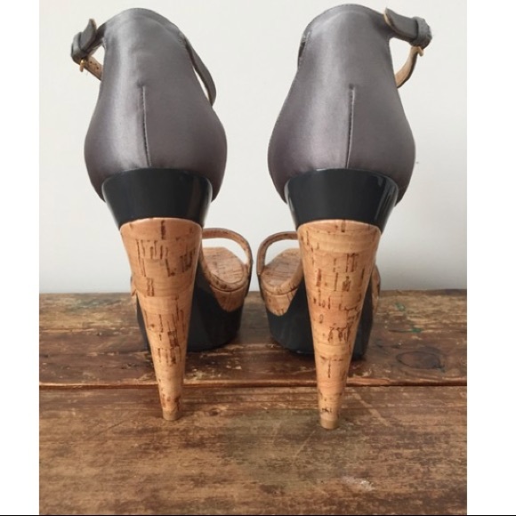 Stella McCartney Satin and Cork platform heels - Picture 3 of 5